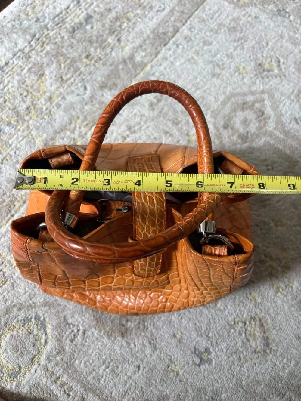 Colombo Via Della Spiga Orange Crocodile Leather Bag